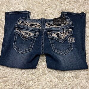 Miss Me Capri Jeans Womens 26 Shorts Distressed Blue Denim Rock Pocket Pants